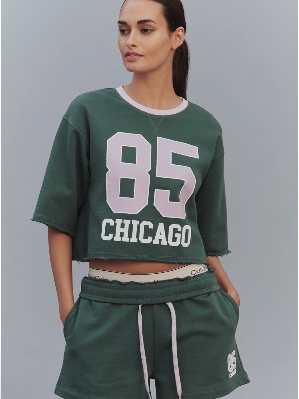 NWT 💚 ANTHROPOLOGY Daily Practice Jersey Crop Top in Chicago Green $78 Retail